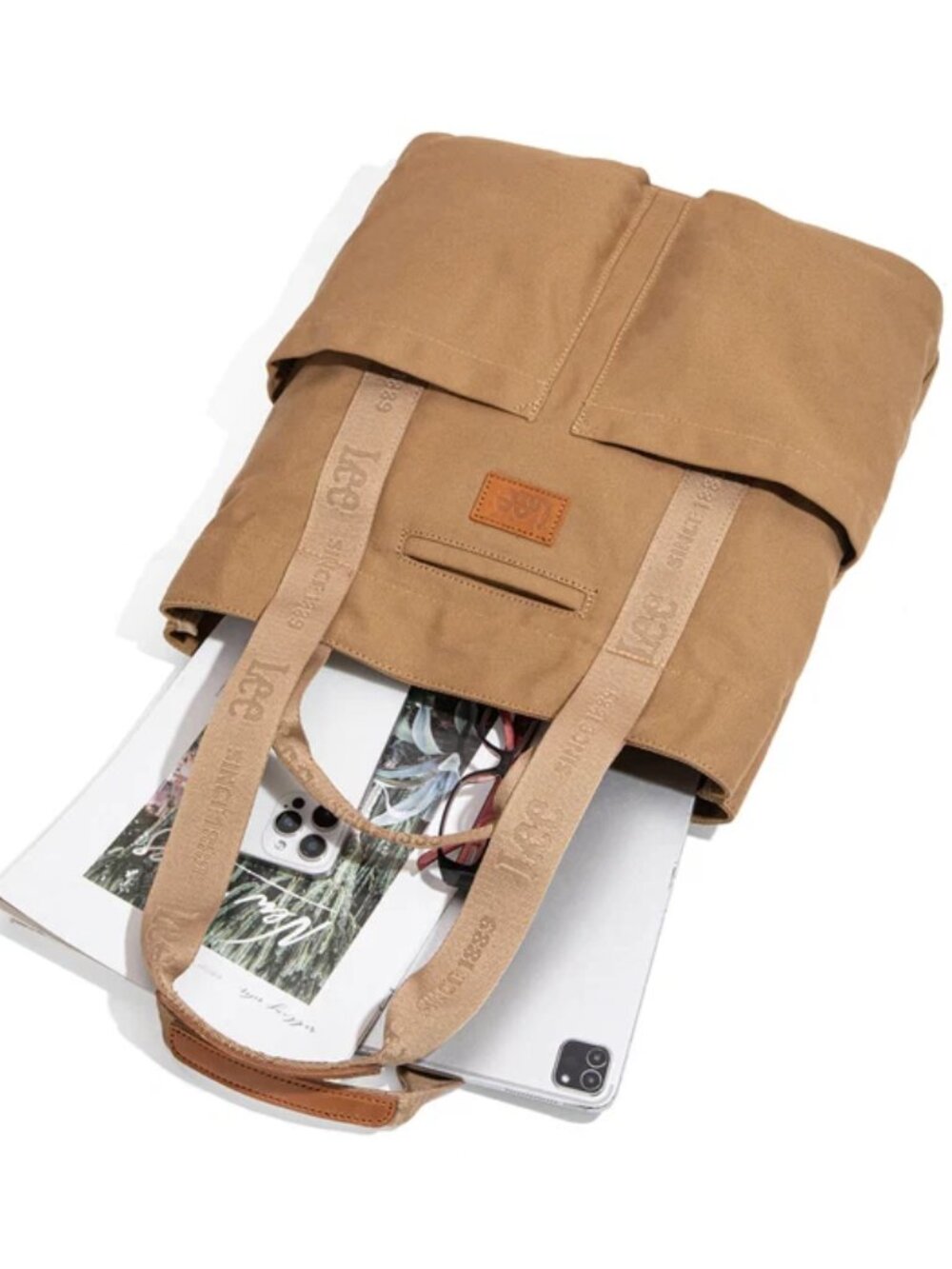 Montana West x Lee Large Canvas Tote Bag for Women Khaki - Picture 4 of 6